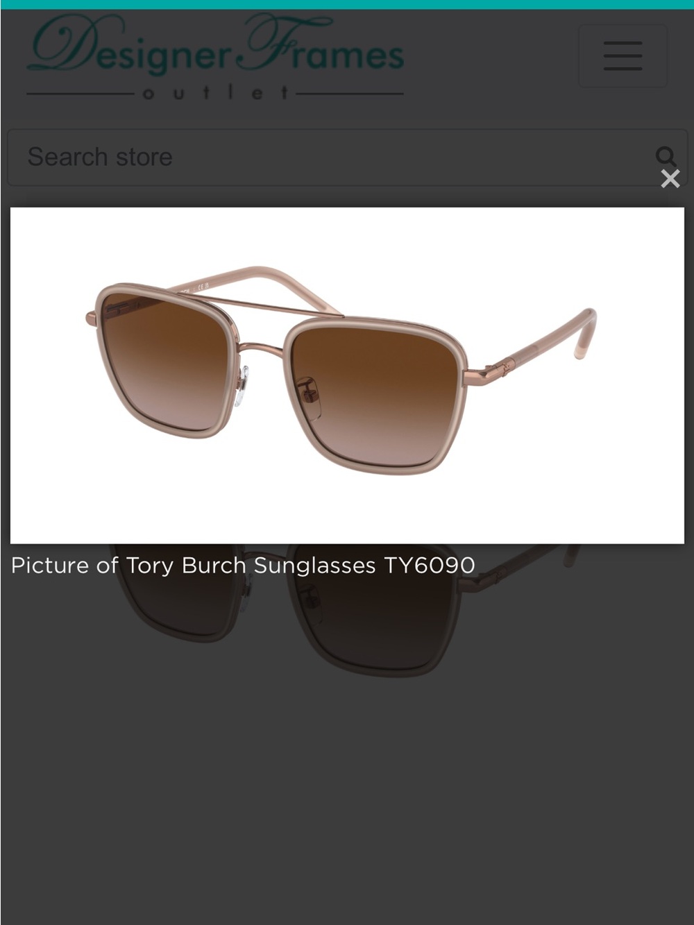 Tory Burch Rose Gold Square Sunglasses with Brown Gradient Lenses
